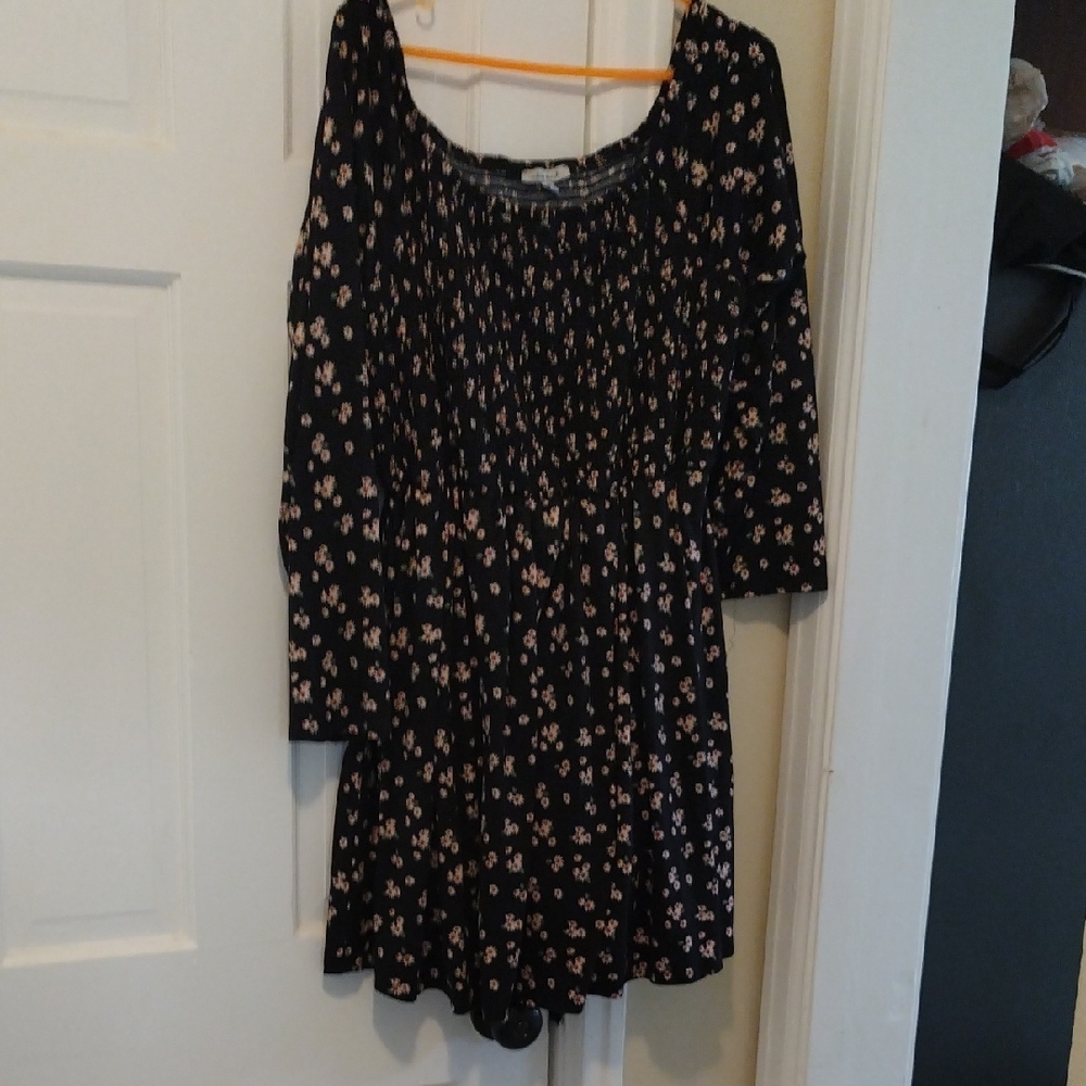 White Birch Black Floral Midi Dress